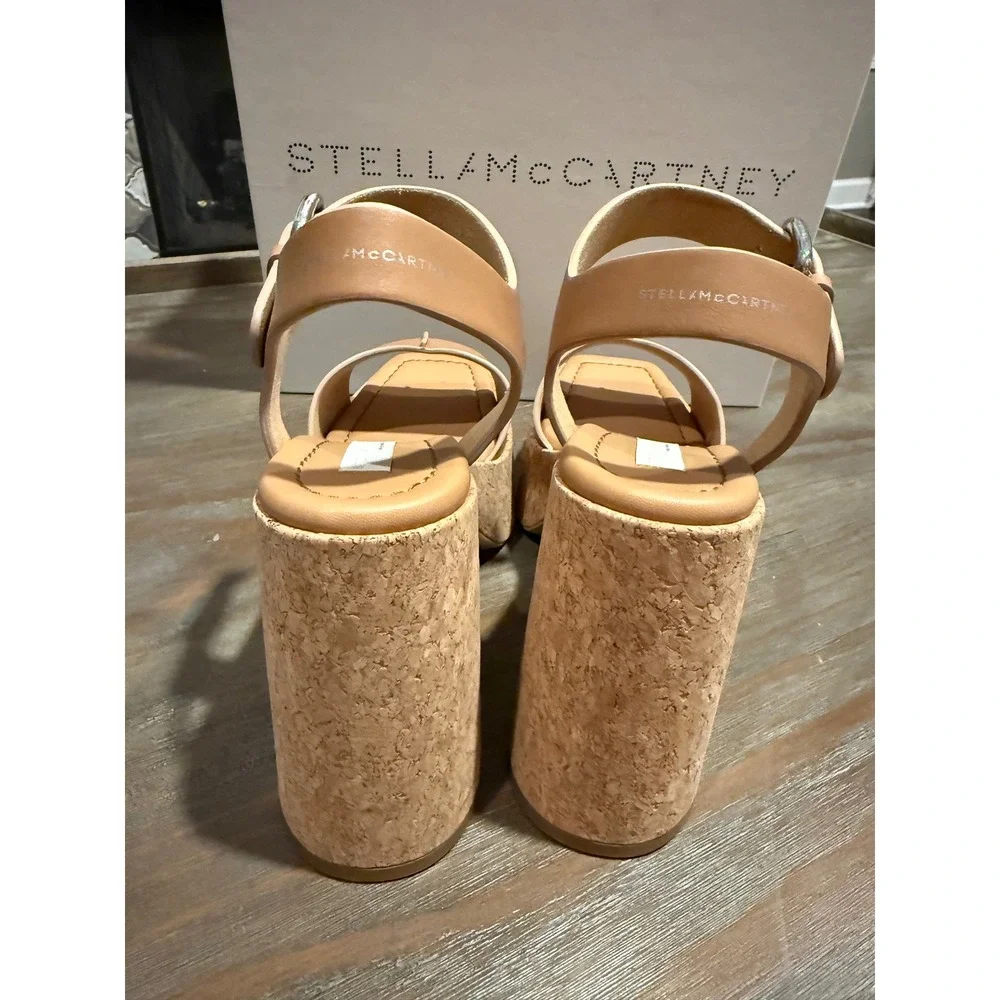 Stella McCartney Skyla Platform Sandals VEGEA Vegan Cork Heel 38.5 9.5 NIB‎